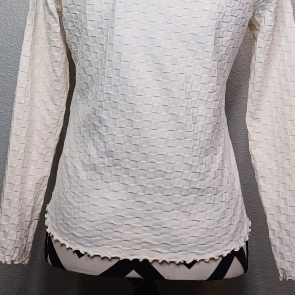 Madewell Checkerboard Jacquard Cream Textured Button-Up Blouse - Picture 8 of 15